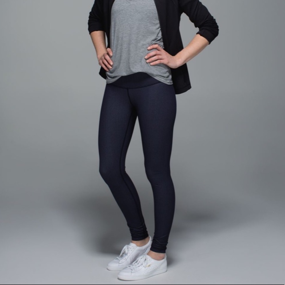 👖 Vintage Lululemon Denim Wunder Under Jean Leggings Naval Blue 6 Low Rise
